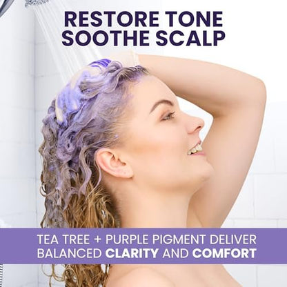 KESMEDIK Tea Tree Purple Shampoo with Rosemary & Aloe - Professional Anti-Brass Toner for Gray, Bleached, White & Blonde Hair - Sulfate-Free, 16 fl oz
