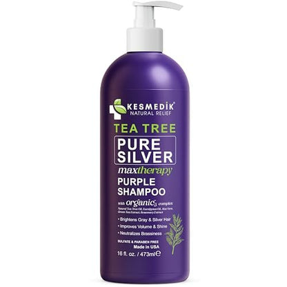 KESMEDIK Tea Tree Purple Conditioner - Anti-Brass Toner for Blonde, Silver & Gray Hair - Softens, Repairs Damaged Hair - Salon-Grade Hair Toner Conditioner, 16 fl oz Avelisse