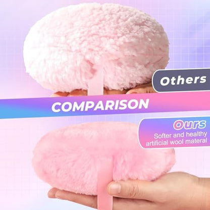 WSYUB Large 5.12 Inch Powder Puff for Body - Soft Velour Loose Powder Puff with Container