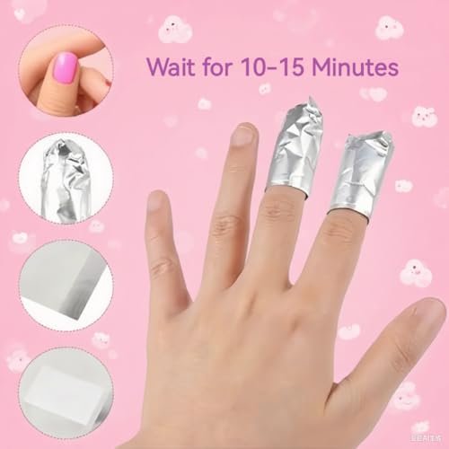ASKELI 100PCS Foil Nail Wraps Remover for Soak Off Gel Polish Removal - Complete with Cuticle Tools & Nail File for Manicure - görsel 6