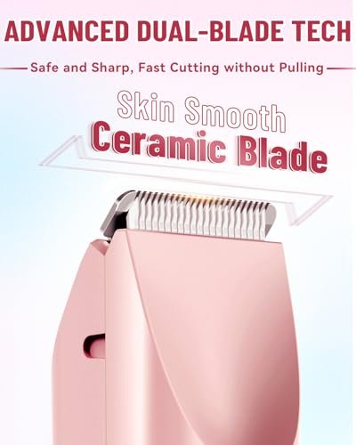 Dermawave Bikini Shaver 2.0 - Electric Bikini Trimmer for Women, 2-in-1 Dual Head Body Hair Razor, Waterproof Wet/Dry, Pink Avelisse