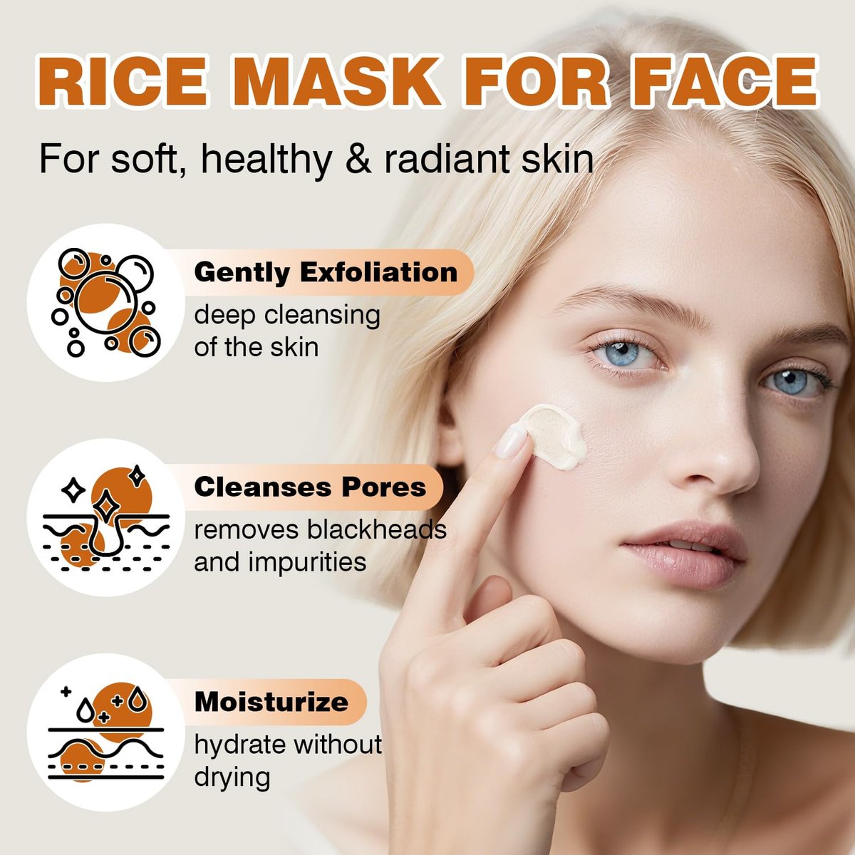 IREV Rice and Honey Glow Mask – Hydrating Clay Mask for Dry Sensitive Skin, 150g Avelisse