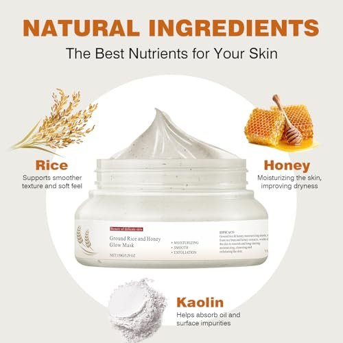 IREV Rice and Honey Glow Mask – Hydrating Clay Mask for Dry Sensitive Skin, 150g Avelisse