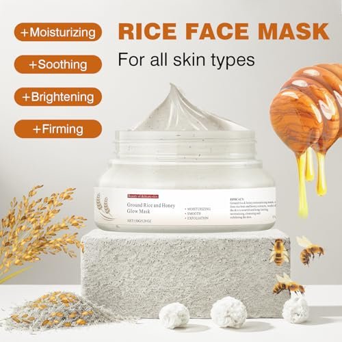 IREV Rice and Honey Glow Mask – Hydrating Clay Mask for Dry Sensitive Skin, 150g Avelisse