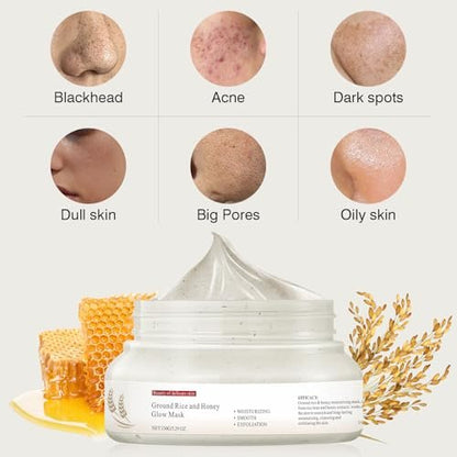 IREV Rice and Honey Glow Mask – Hydrating Clay Mask for Dry Sensitive Skin, 150g Avelisse