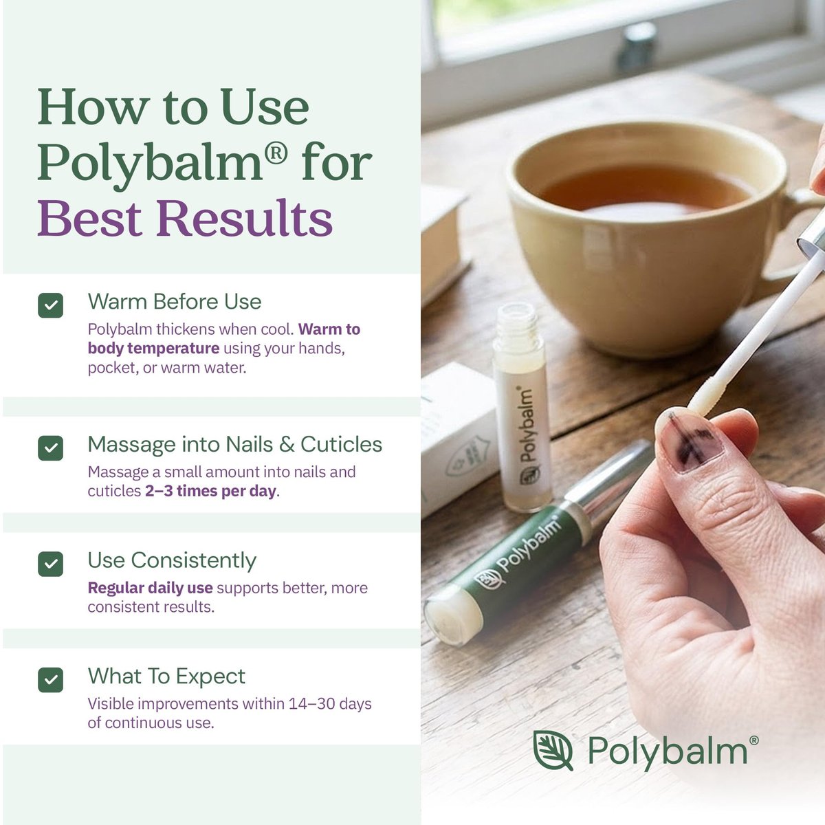 Clinically Proven Nail Repair Balm for Weak, Brittle, Damaged Nails | All Natural, Doctor Developed | Polybalm Avelisse