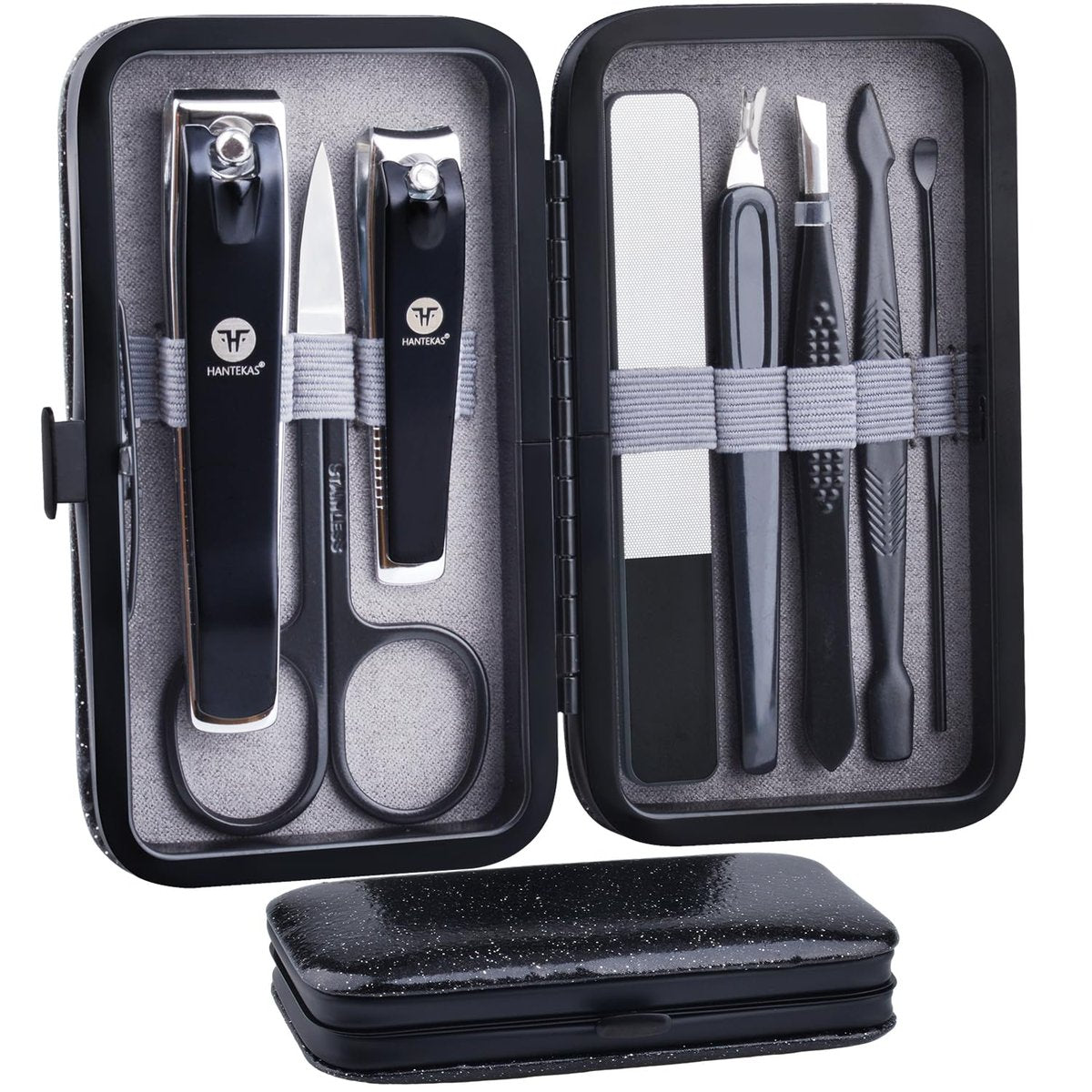 HANTEKAS 8-Piece Stainless Steel Manicure Pedicure Set – Professional Nail Clippers Kit with Leather Case for Men, Women, Family, Travel, Salon, Gift Avelisse