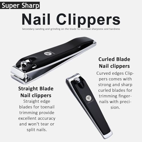 HANTEKAS 8-Piece Stainless Steel Manicure Pedicure Set – Professional Nail Clippers Kit with Leather Case for Men, Women, Family, Travel, Salon, Gift Avelisse