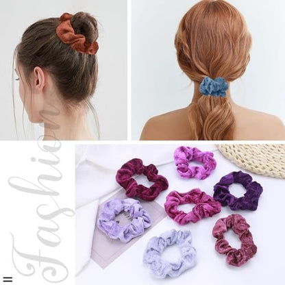 Velvet Scrunchies for Women - 75 Pcs No Damage Hair Ties for Thick & Thin Hair - Soft Ponytail Holders Bulk Gift