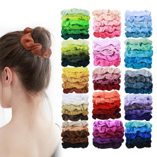 Velvet Scrunchies for Women - 75 Pcs No Damage Hair Ties for Thick & Thin Hair - Soft Ponytail Holders Bulk Gift