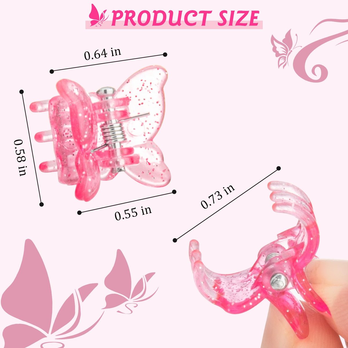 Glitter Mini Butterfly Hair Clips - Sparkly 90s Y2K Hair Accessories, 100 Pack Assorted Colors for Girls & Women - görsel 5