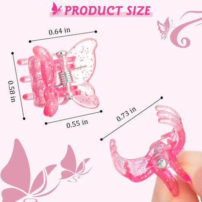 Glitter Mini Butterfly Hair Clips - Sparkly 90s Y2K Hair Accessories, 100 Pack Assorted Colors for Girls & Women