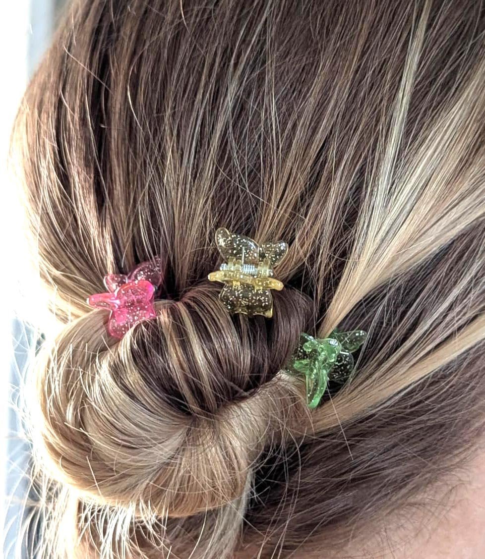 Glitter Mini Butterfly Hair Clips - Sparkly 90s Y2K Hair Accessories, 100 Pack Assorted Colors for Girls & Women - görsel 10