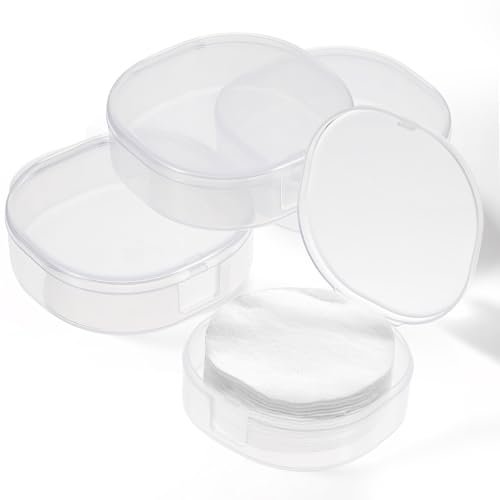 QfwdfcTrenz 4-Pack Plastic Cotton Square Holder - Portable Travel Cosmetic Pads Container for Makeup Remover Cottons, White - görsel 2