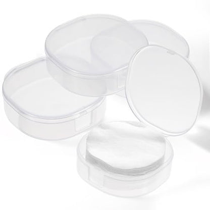 QfwdfcTrenz 4-Pack Plastic Cotton Square Holder - Portable Travel Cosmetic Pads Container for Makeup Remover Cottons, White