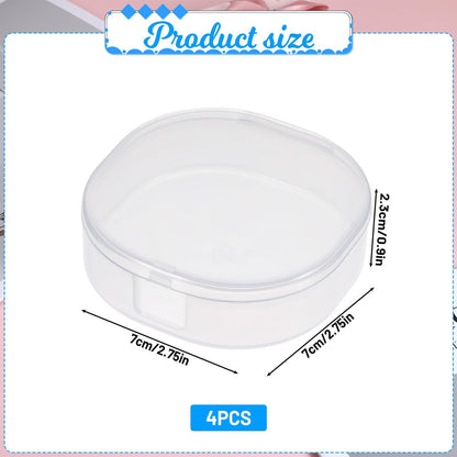 QfwdfcTrenz 4-Pack Plastic Cotton Square Holder - Portable Travel Cosmetic Pads Container for Makeup Remover Cottons, White