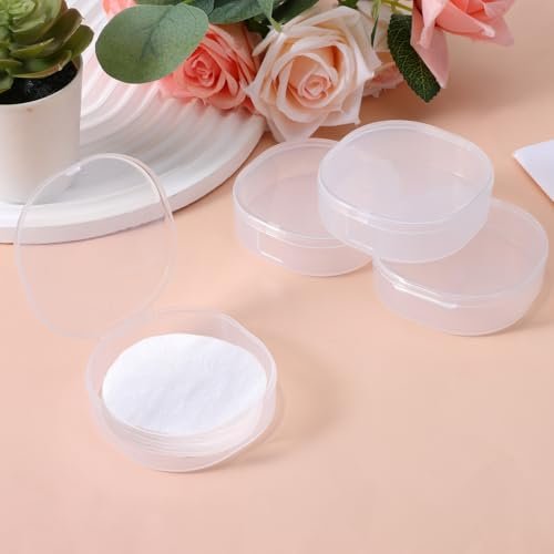 QfwdfcTrenz 4-Pack Plastic Cotton Square Holder - Portable Travel Cosmetic Pads Container for Makeup Remover Cottons, White - görsel 8