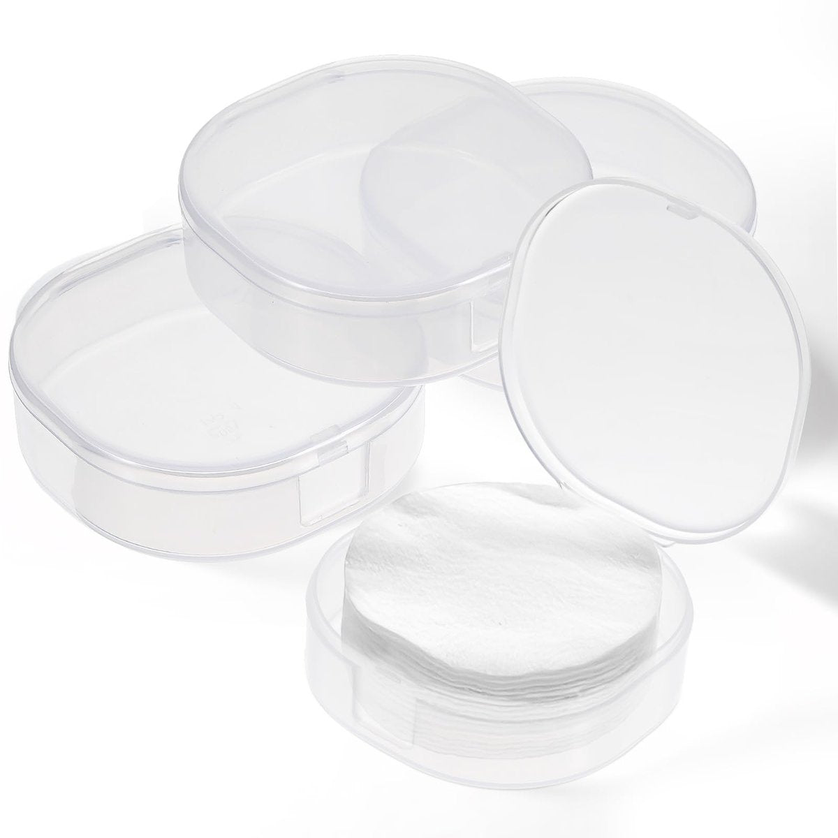 QfwdfcTrenz 4-Pack Plastic Cotton Square Holder - Portable Travel Cosmetic Pads Container for Makeup Remover Cottons, White - görsel 1