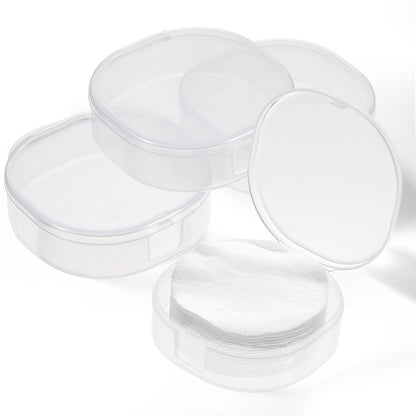QfwdfcTrenz 4-Pack Plastic Cotton Square Holder - Portable Travel Cosmetic Pads Container for Makeup Remover Cottons, White