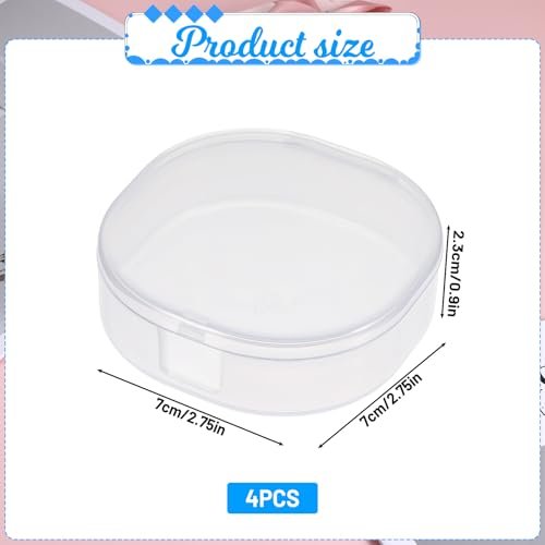 QfwdfcTrenz 4-Pack Plastic Cotton Square Holder - Portable Travel Cosmetic Pads Container for Makeup Remover Cottons, White - görsel 4