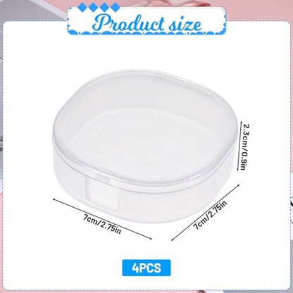 QfwdfcTrenz 4-Pack Plastic Cotton Square Holder - Portable Travel Cosmetic Pads Container for Makeup Remover Cottons, White
