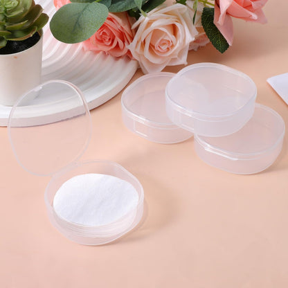 QfwdfcTrenz 4-Pack Plastic Cotton Square Holder - Portable Travel Cosmetic Pads Container for Makeup Remover Cottons, White