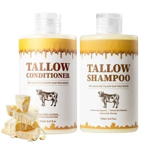 Tallow Shampoo and Conditioner Set – Natural Hair Care Kit for All Hair Types, Deeply Cleanse & Moisturize, Control Oil, Smooth Frizz, Strengthen Hair, Add Shine & Softness, Nourish Scalp & Hair Avelisse