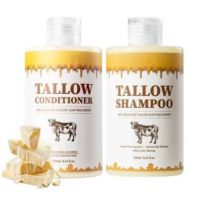 Tallow Shampoo and Conditioner Set – Natural Hair Care Kit for All Hair Types, Deeply Cleanse & Moisturize, Control Oil, Smooth Frizz, Strengthen Hair, Add Shine & Softness, Nourish Scalp & Hair Avelisse