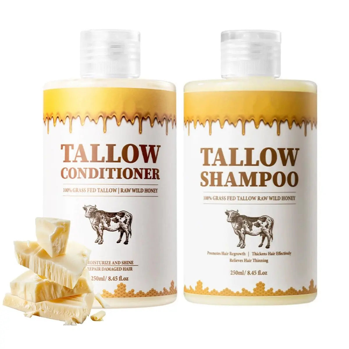 Tallow Shampoo and Conditioner Set – Natural Hair Care Kit for All Hair Types, Deeply Cleanse & Moisturize, Control Oil, Smooth Frizz, Strengthen Hair, Add Shine & Softness, Nourish Scalp & Hair Avelisse