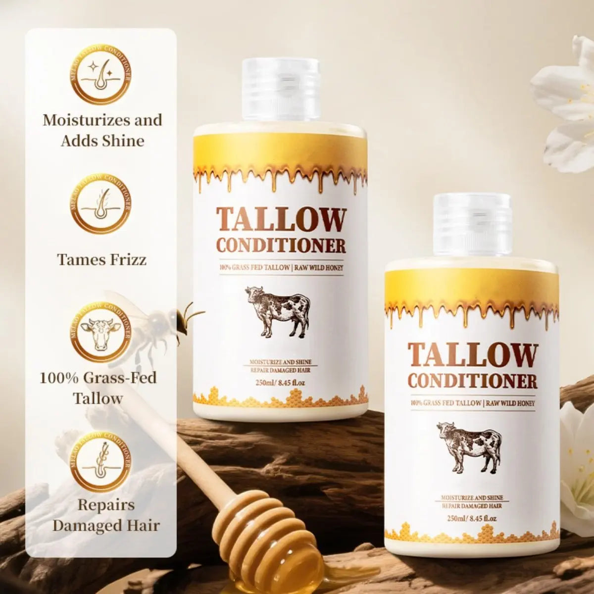 Tallow Shampoo and Conditioner Set – Natural Hair Care Kit for All Hair Types, Deeply Cleanse & Moisturize, Control Oil, Smooth Frizz, Strengthen Hair, Add Shine & Softness, Nourish Scalp & Hair Avelisse