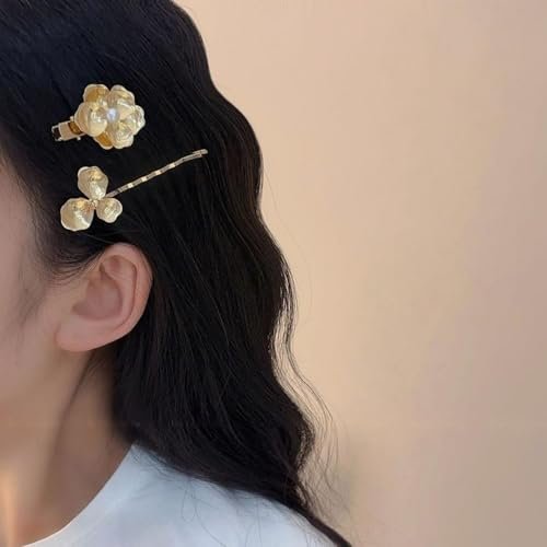 6-Piece Vintage Gold Hair Clips and Bobby Pins Set - Metal Retro Pearl Flower Hair Accessories - görsel 4