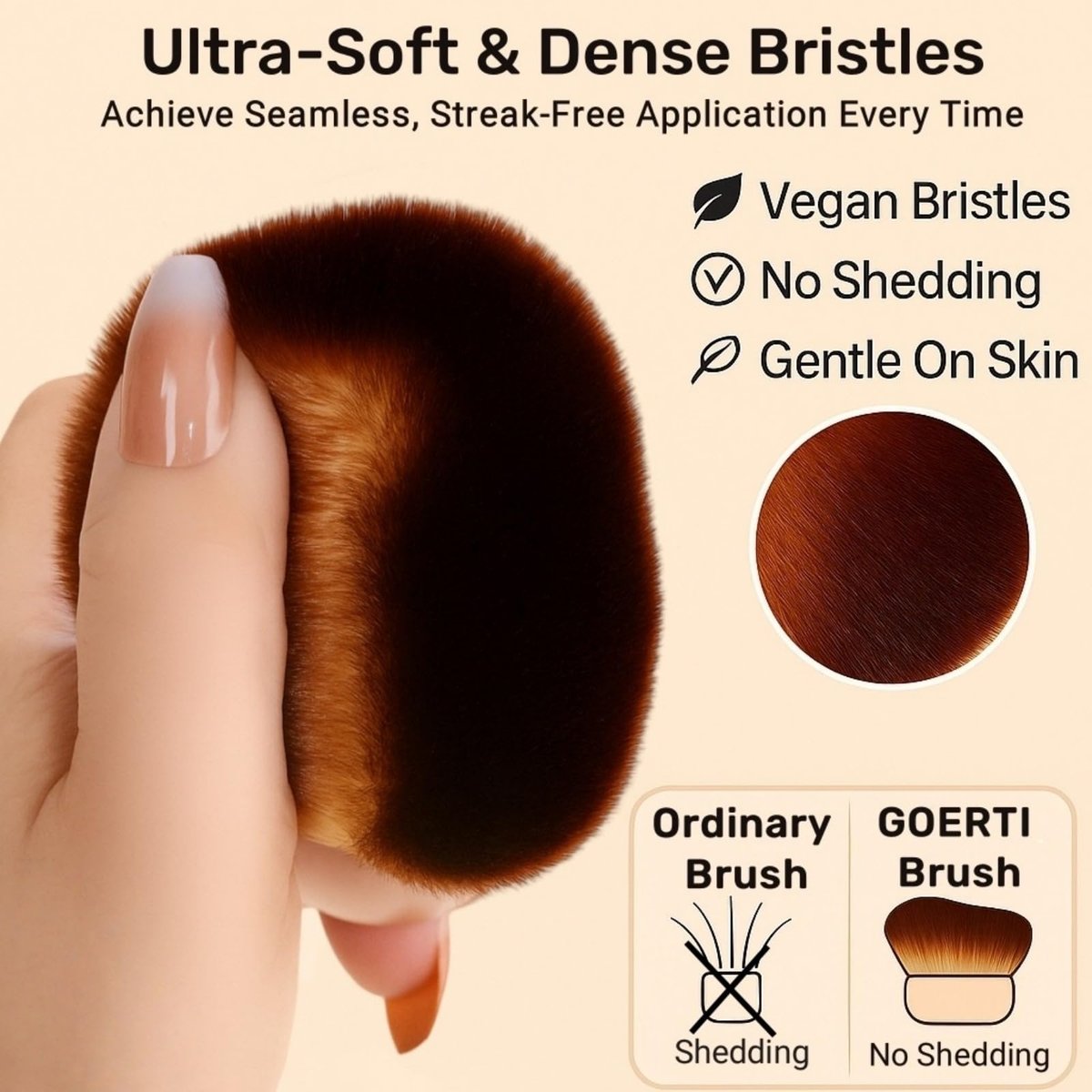 GOERTI Self Tanner Brush – Extra Large Kabuki Applicator for Streak-Free Sunless Tanning on Legs, Arms, Back, Chest, Face & Feet - görsel 11