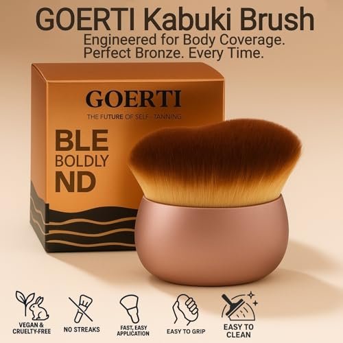 GOERTI Self Tanner Brush – Extra Large Kabuki Applicator for Streak-Free Sunless Tanning on Legs, Arms, Back, Chest, Face & Feet - görsel 4