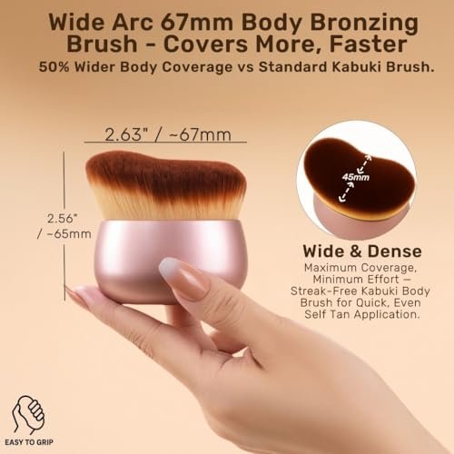 GOERTI Self Tanner Brush – Extra Large Kabuki Applicator for Streak-Free Sunless Tanning on Legs, Arms, Back, Chest, Face & Feet - görsel 8