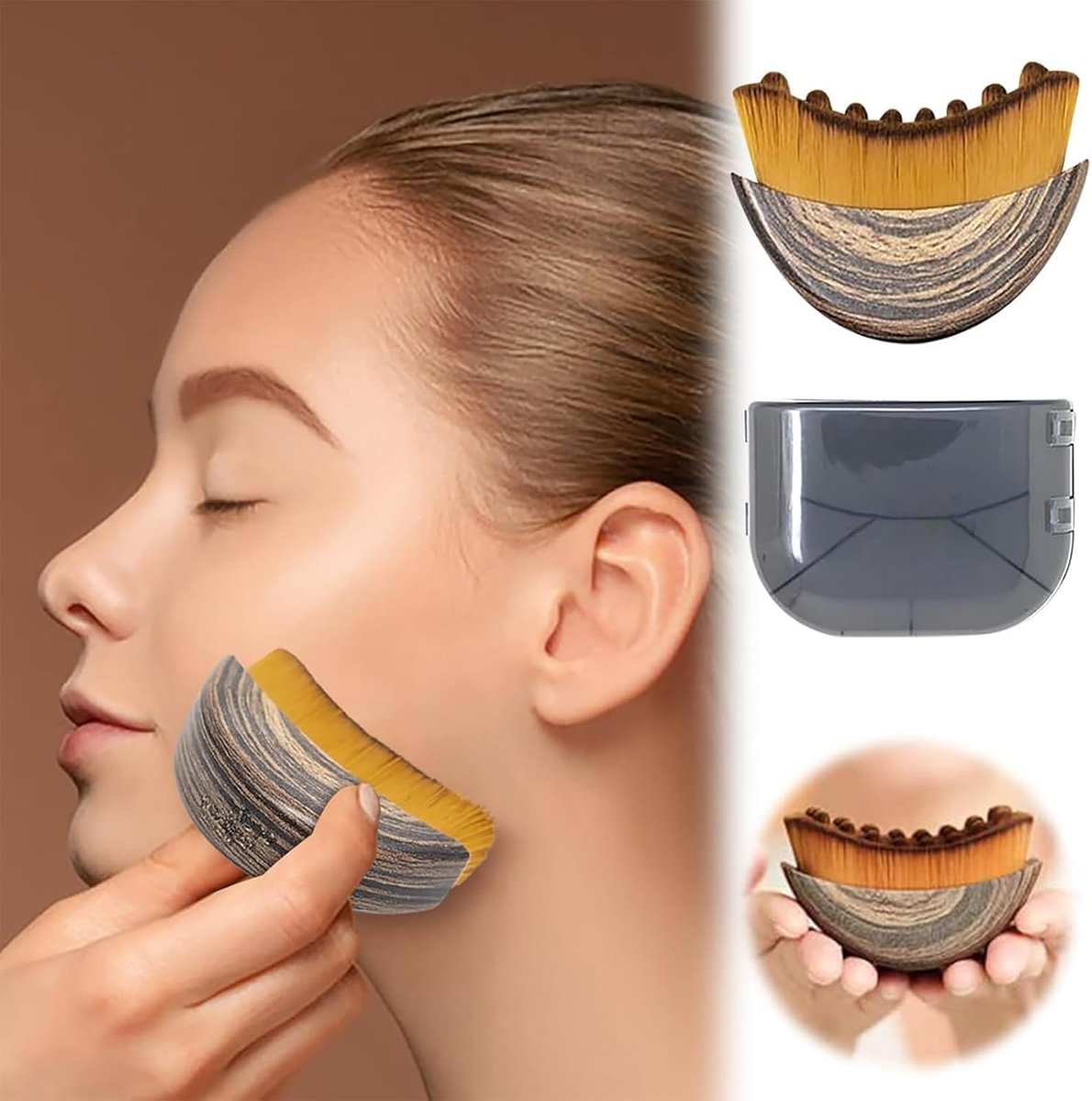 OMULIKJ Lymphatic Contour Face Brush: Dry Brushing Face Brush for Lymphatic Drainage, Chin & Jawline Sculpting - Wooden Massager for Fatigue Relief - görsel 3