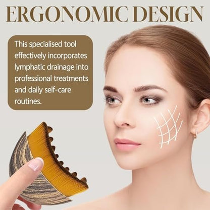 OMULIKJ Lymphatic Contour Face Brush: Dry Brushing Face Brush for Lymphatic Drainage, Chin & Jawline Sculpting - Wooden Massager for Fatigue Relief