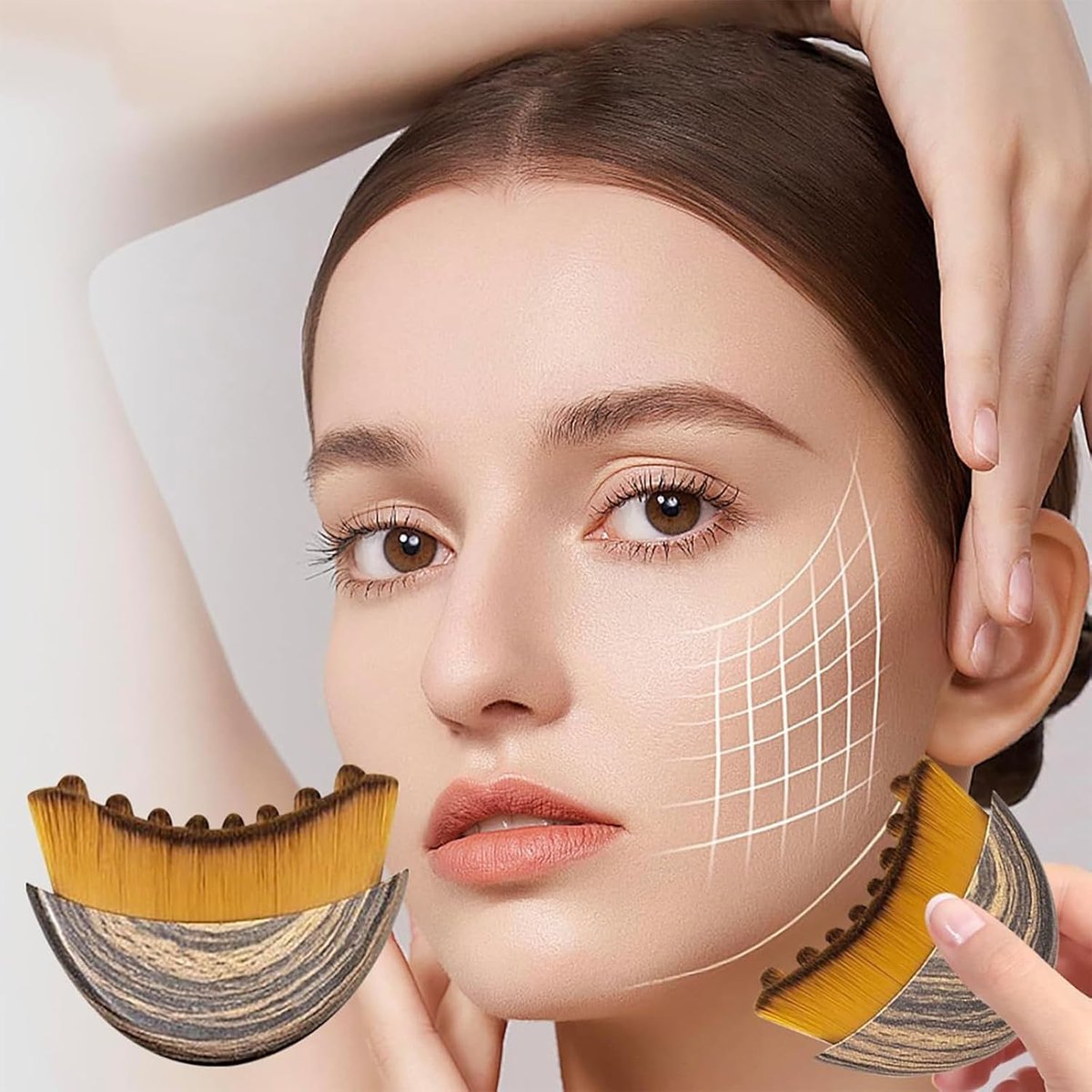OMULIKJ Lymphatic Contour Face Brush: Dry Brushing Face Brush for Lymphatic Drainage, Chin & Jawline Sculpting - Wooden Massager for Fatigue Relief - görsel 5