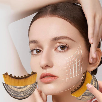 OMULIKJ Lymphatic Contour Face Brush: Dry Brushing Face Brush for Lymphatic Drainage, Chin & Jawline Sculpting - Wooden Massager for Fatigue Relief