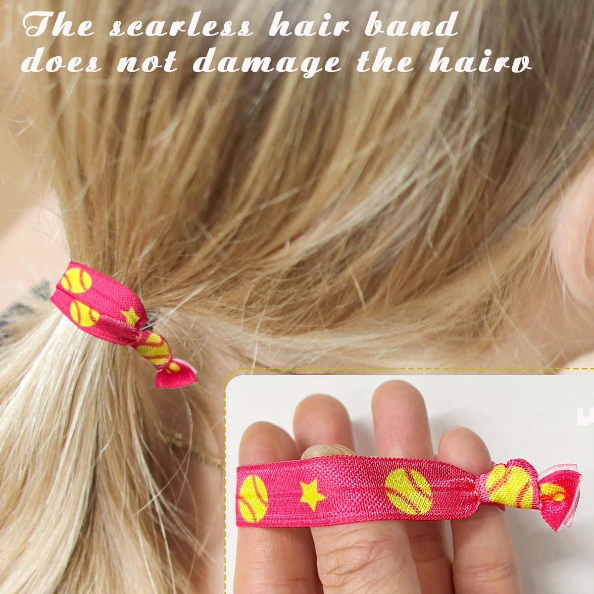 12 PCS Softball Hair Ties for Girls - No Crease Hair Elastics Set, Baseball Team Gifts Party Favors for Players, Fans, Coaches, Teams Softball Accessories for Girls Teens Women (Multi Color) Avelisse