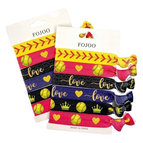 12 PCS Softball Hair Ties for Girls - No Crease Hair Elastics Set, Baseball Team Gifts Party Favors for Players, Fans, Coaches, Teams Softball Accessories for Girls Teens Women (Multi Color) Avelisse