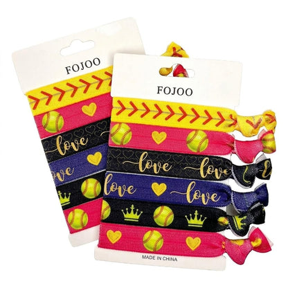 12 PCS Softball Hair Ties for Girls - No Crease Hair Elastics Set, Baseball Team Gifts Party Favors for Players, Fans, Coaches, Teams Softball Accessories for Girls Teens Women (Multi Color) Avelisse