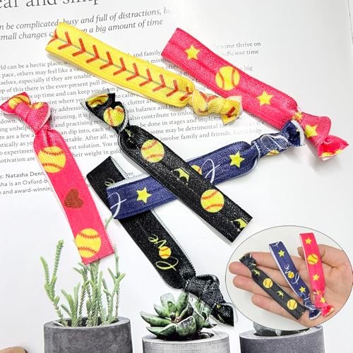 12 PCS Softball Hair Ties for Girls - No Crease Hair Elastics Set, Baseball Team Gifts Party Favors for Players, Fans, Coaches, Teams Softball Accessories for Girls Teens Women (Multi Color) Avelisse