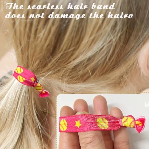 12 PCS Softball Hair Ties for Girls - No Crease Hair Elastics Set, Baseball Team Gifts Party Favors for Players, Fans, Coaches, Teams Softball Accessories for Girls Teens Women (Multi Color) Avelisse