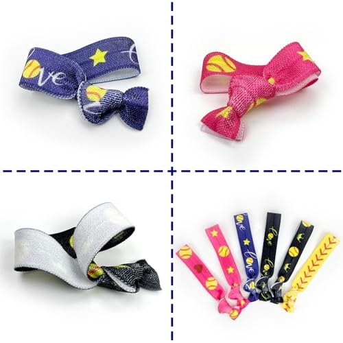 12 PCS Softball Hair Ties for Girls - No Crease Hair Elastics Set, Baseball Team Gifts Party Favors for Players, Fans, Coaches, Teams Softball Accessories for Girls Teens Women (Multi Color) Avelisse