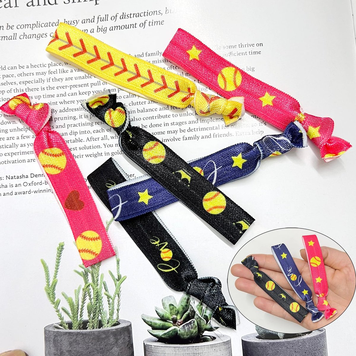 12 PCS Softball Hair Ties for Girls - No Crease Hair Elastics Set, Baseball Team Gifts Party Favors for Players, Fans, Coaches, Teams Softball Accessories for Girls Teens Women (Multi Color) Avelisse