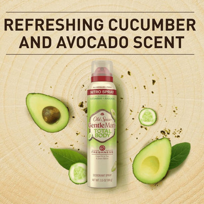 Old Spice Whole Body Deodorant Spray for Men, Aluminum Free, Cucumber + Avocado Scent, 24/7 Odor Protection, 3.5 oz (Pack of 3) Avelisse