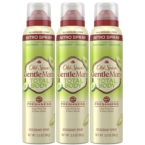 Old Spice Whole Body Deodorant Spray for Men, Aluminum Free, Cucumber + Avocado Scent, 24/7 Odor Protection, 3.5 oz (Pack of 3) Avelisse