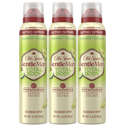 Old Spice Whole Body Deodorant Spray for Men, Aluminum Free, Cucumber + Avocado Scent, 24/7 Odor Protection, 3.5 oz (Pack of 3) Avelisse