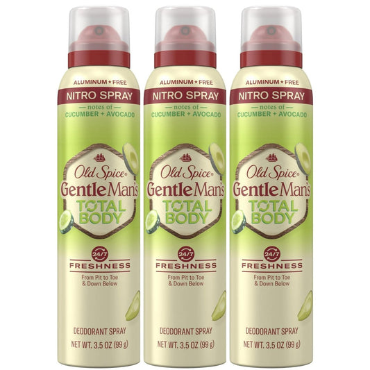 Old Spice Whole Body Deodorant Spray for Men, Aluminum Free, Cucumber + Avocado Scent, 24/7 Odor Protection, 3.5 oz (Pack of 3) Avelisse