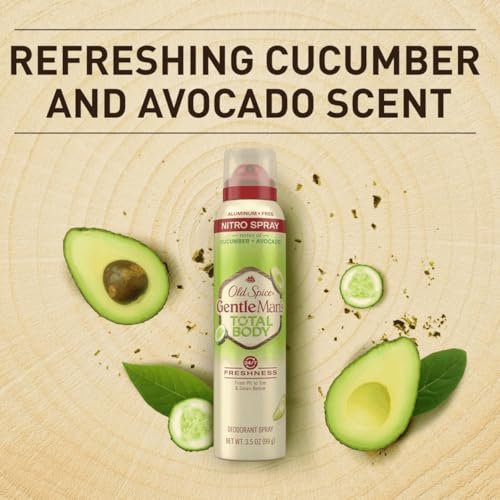 Old Spice Whole Body Deodorant Spray for Men, Aluminum Free, Cucumber + Avocado Scent, 24/7 Odor Protection, 3.5 oz (Pack of 3) Avelisse